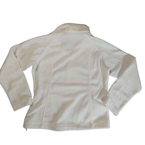 Columbia Jacket Coat White Full Zip Fleece Size Large Pocket Soft Warm Outerwear - Picture 4 of 11